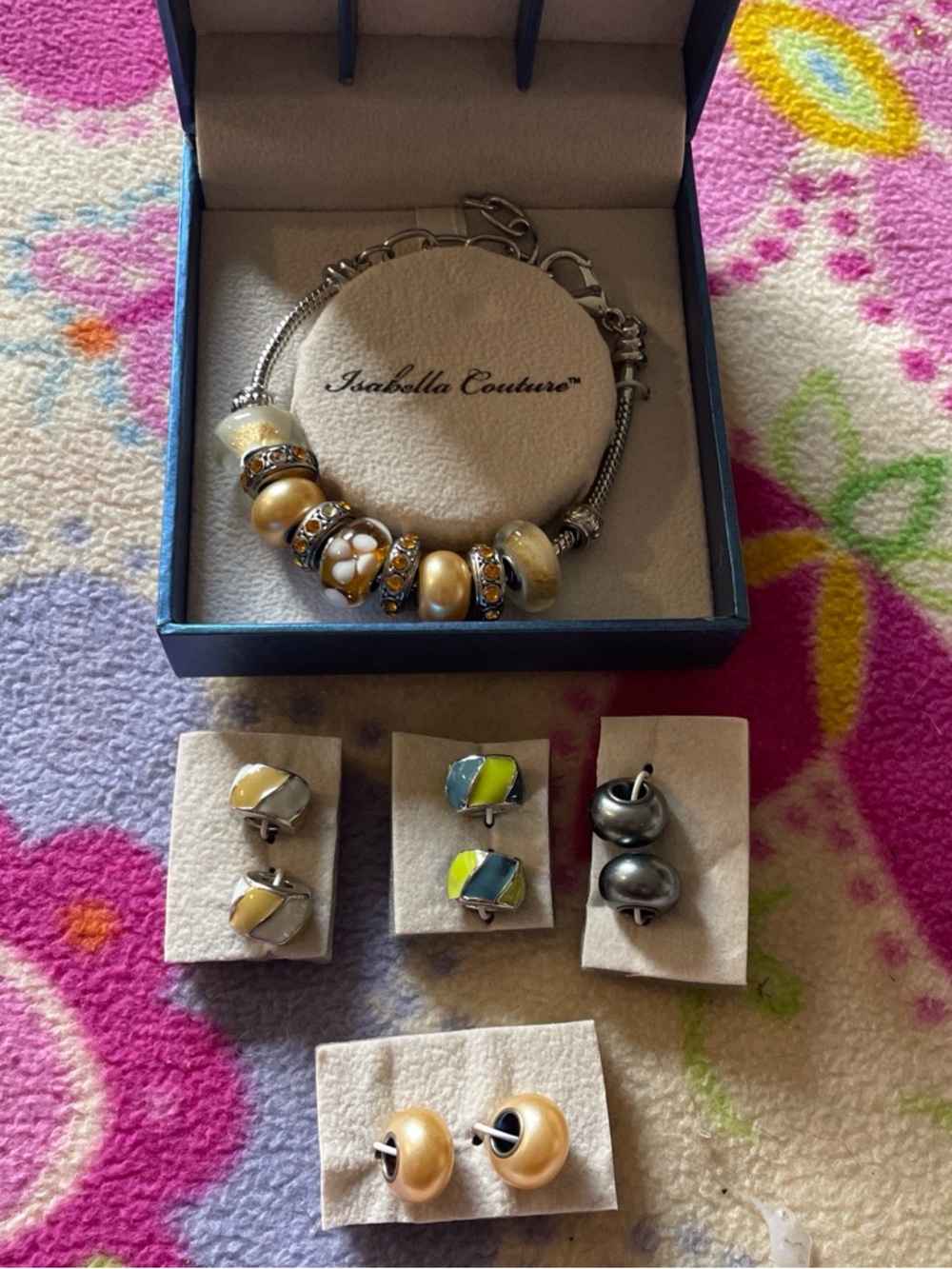 Gold Bead Charm Bracelet with Assorted Beads